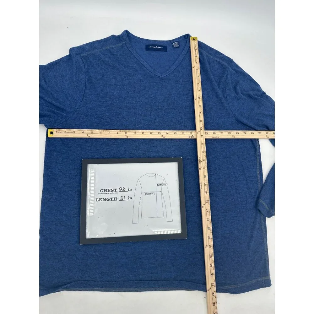Tommy Bahama Mens 3XL Blue Heather V Neck Long Sleeve Light Sweater